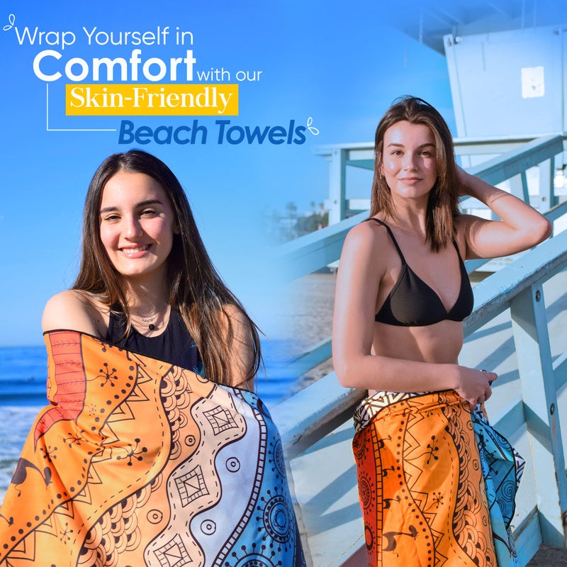 ECCOSOPHY Microfiber Beach Towel -Sand Free Towels are Quick Dry, Light Weight, Super Absorbent-Perfect Pool, Travel, Cruise, Camping Essentials-Oversized Extra Large for Adults (Marrakesh) - Image 4